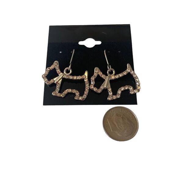 Rhinestone & Silver Scottie Dog Earrings. - Picture 6 of 6